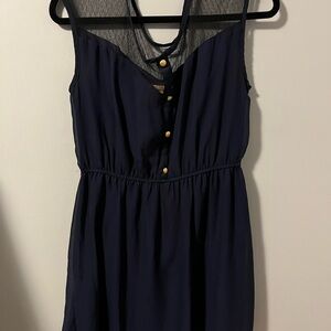 Elegant Navy Blue Sleeveless Dress